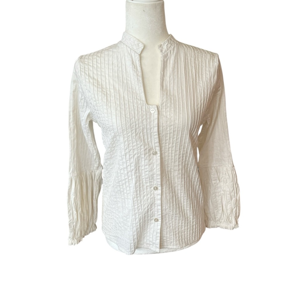 Tachi Castillo Vintage 1970s Couture Cotton Blouse Size 10